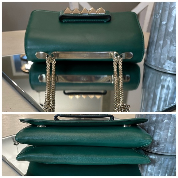 Valentino Garavani Va Va Voom green leather shoulder/crossbody bag w/ gold chain - Picture 6 of 16